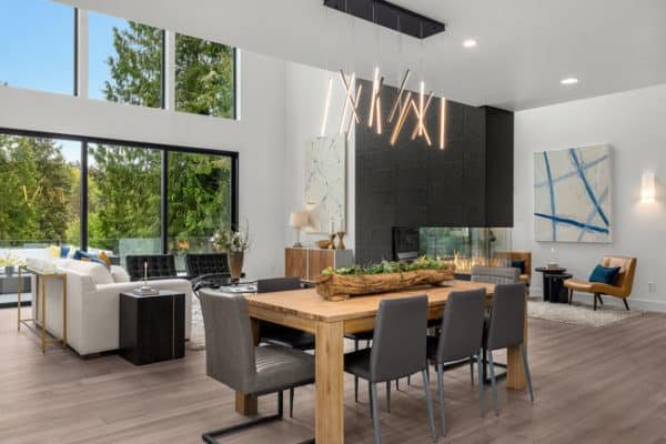 Home staging in South Eastern Wisconsin living room design styled for modern buyer appeal